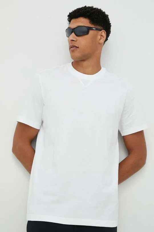 bela Bombažna kratka majica adidas Moški
