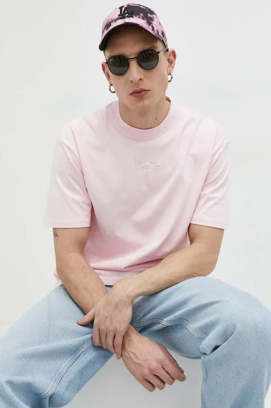 różowy Karl Kani t-shirt bawełniany Męski