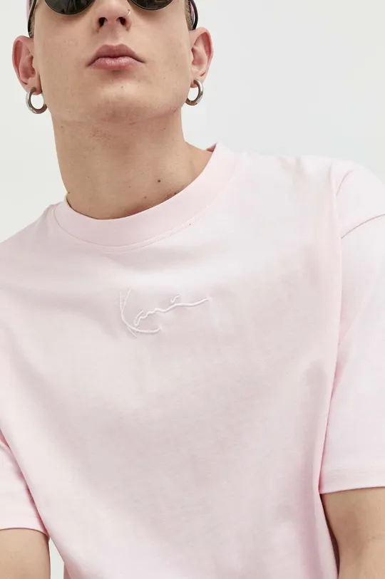 ružová Bavlnené tričko Karl Kani