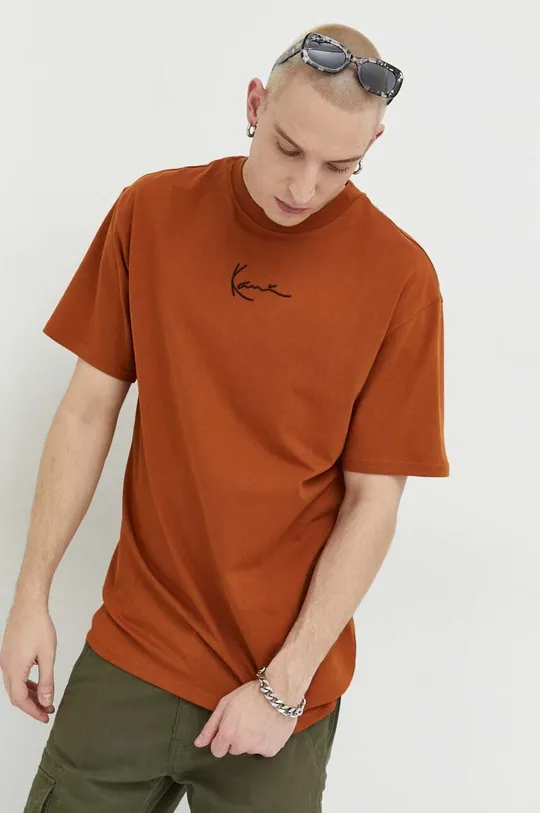 hnedá Bavlnené tričko Karl Kani
