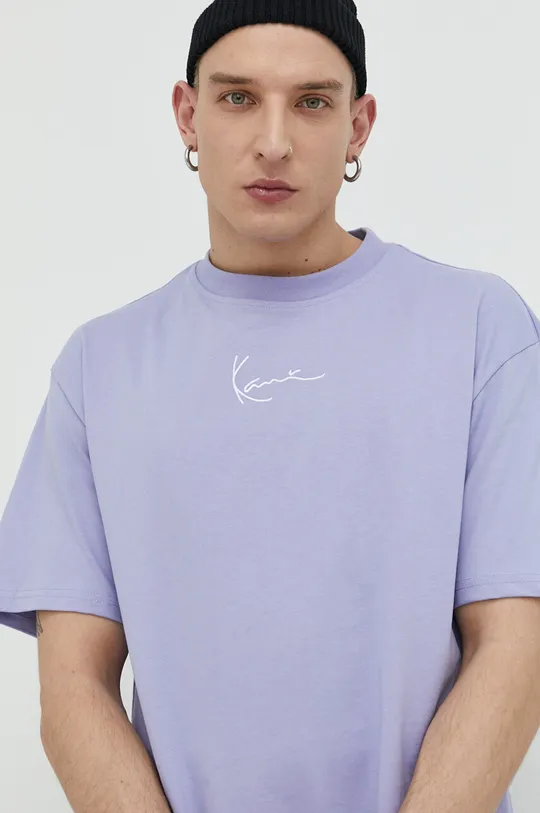 lawendowy Karl Kani t-shirt bawełniany Męski