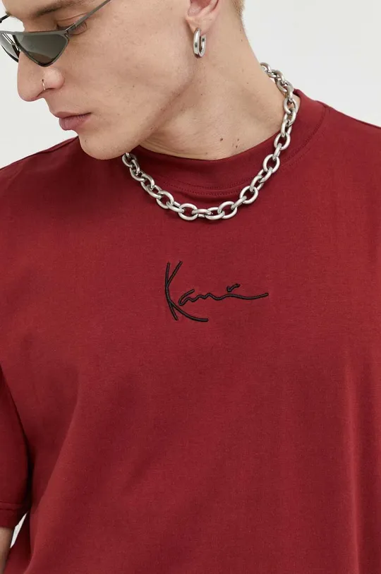 burgundské Bavlnené tričko Karl Kani