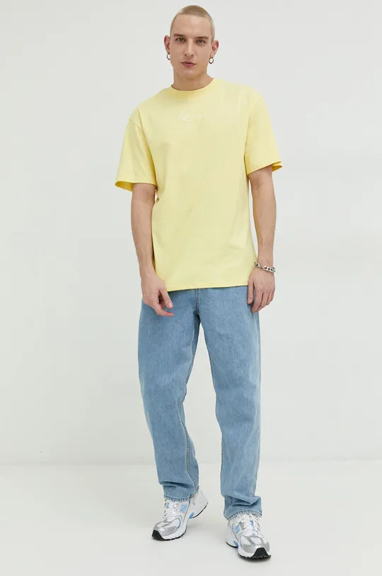 κίτρινο Βαμβακερό μπλουζάκι Karl Kani Ανδρικά