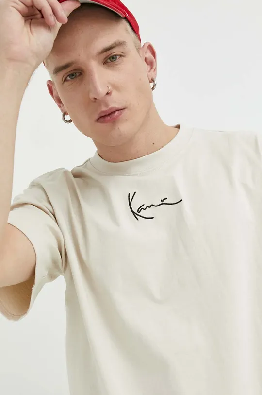 beżowy Karl Kani t-shirt bawełniany