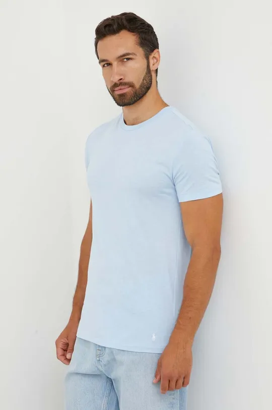 Bombažna kratka majica Polo Ralph Lauren 3-pack modra