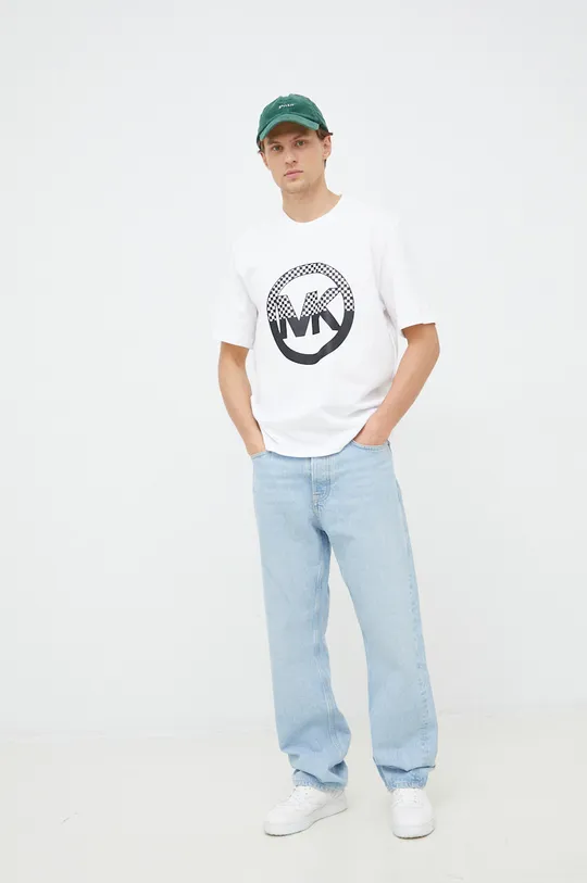 Βαμβακερό μπλουζάκι Michael Kors λευκό