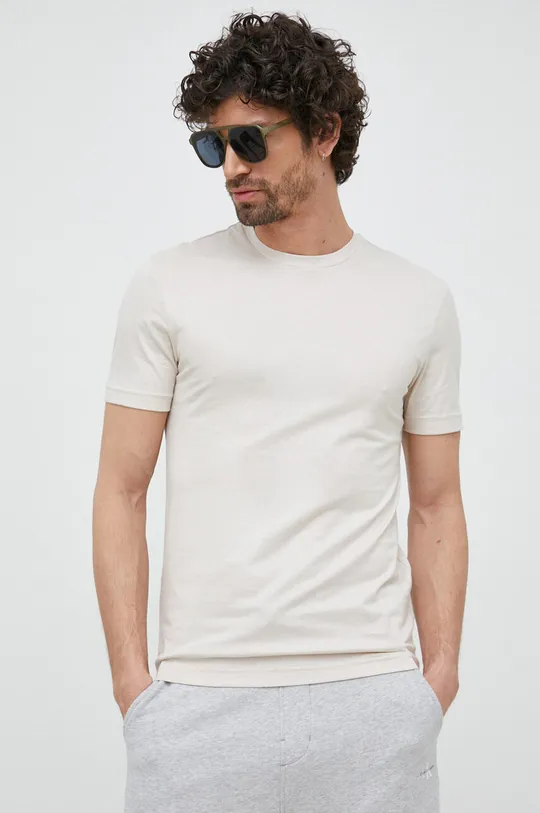 béžová Bavlnené tričko Calvin Klein Pánsky