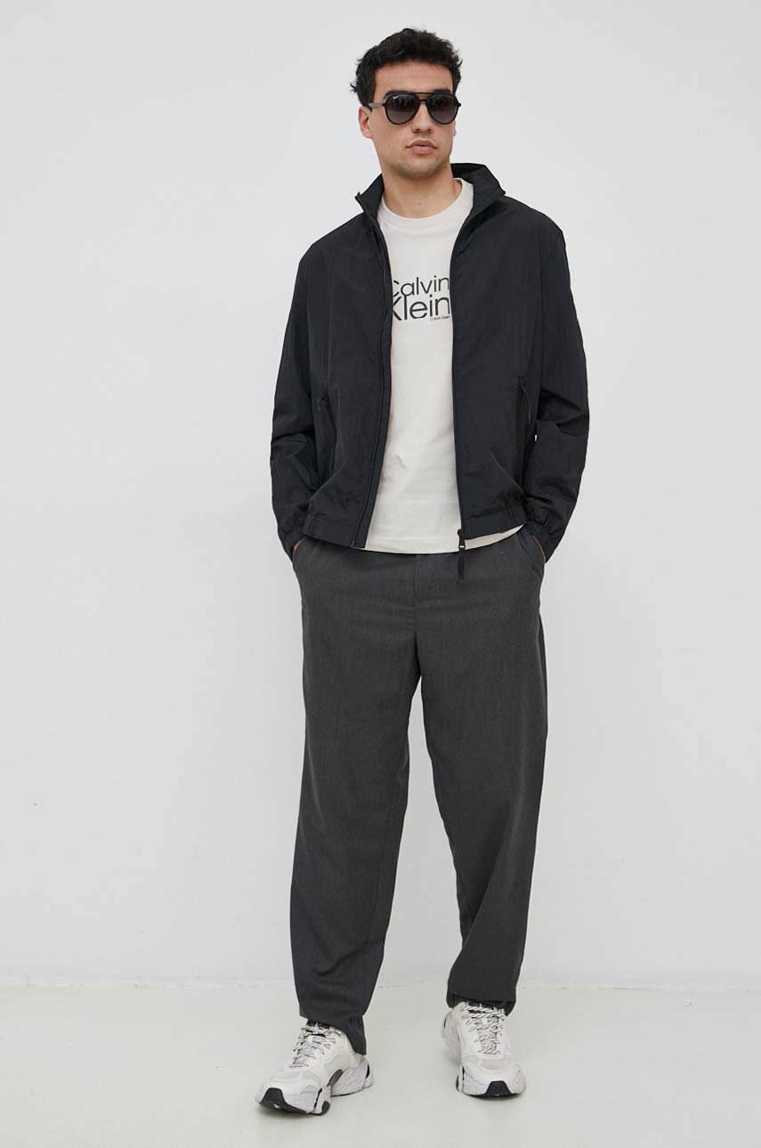 Calvin Klein t-shirt bawełniany kremowy