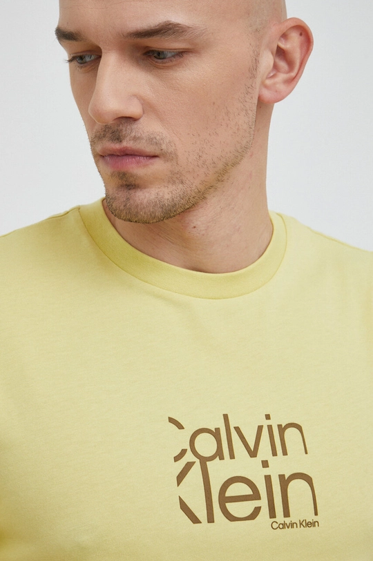 żółty Calvin Klein t-shirt bawełniany