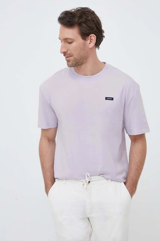 fioletowy Calvin Klein t-shirt bawełniany Męski