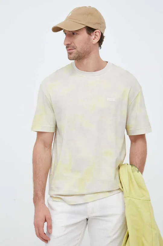 jasně žlutá Bavlněné tričko Calvin Klein Pánský
