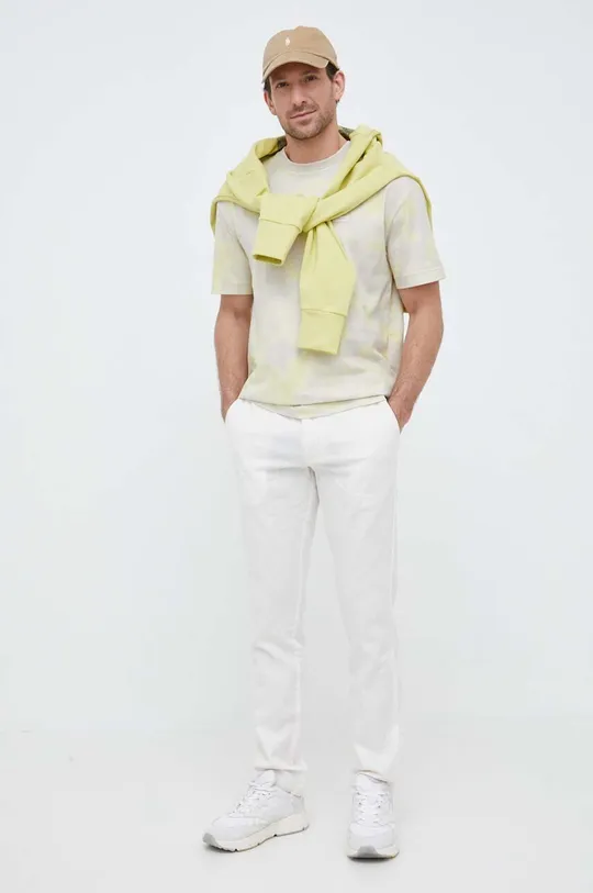 Bavlněné tričko Calvin Klein jasně žlutá