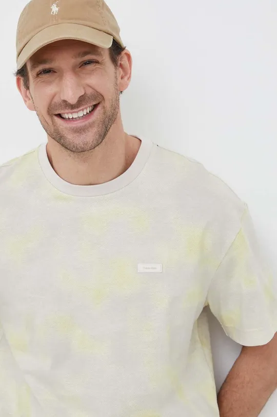 jasně žlutá Bavlněné tričko Calvin Klein