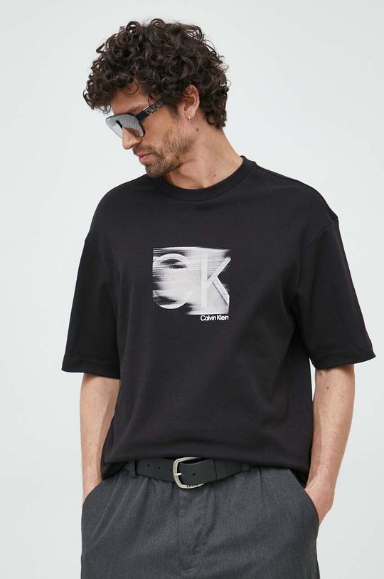 černá Bavlněné tričko Calvin Klein