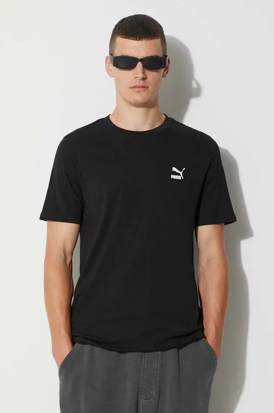 μαύρο Βαμβακερό μπλουζάκι Puma Ανδρικά