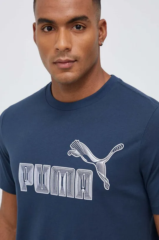 σκούρο μπλε Βαμβακερό μπλουζάκι Puma Ανδρικά