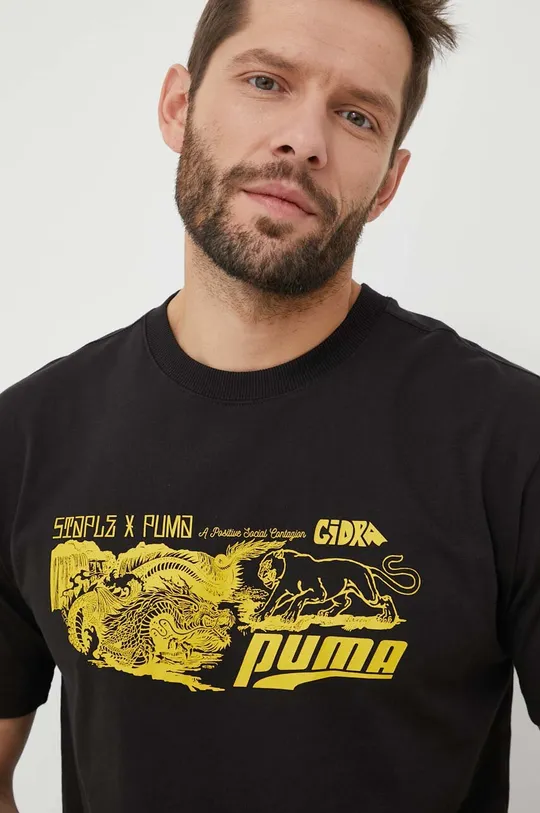 μαύρο Βαμβακερό μπλουζάκι Puma X STAPLE