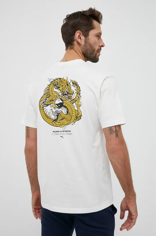 μπεζ Βαμβακερό μπλουζάκι Puma X STAPLE Ανδρικά