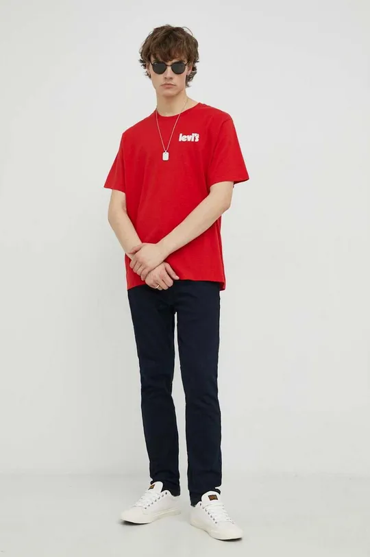Βαμβακερό μπλουζάκι Levi's κόκκινο