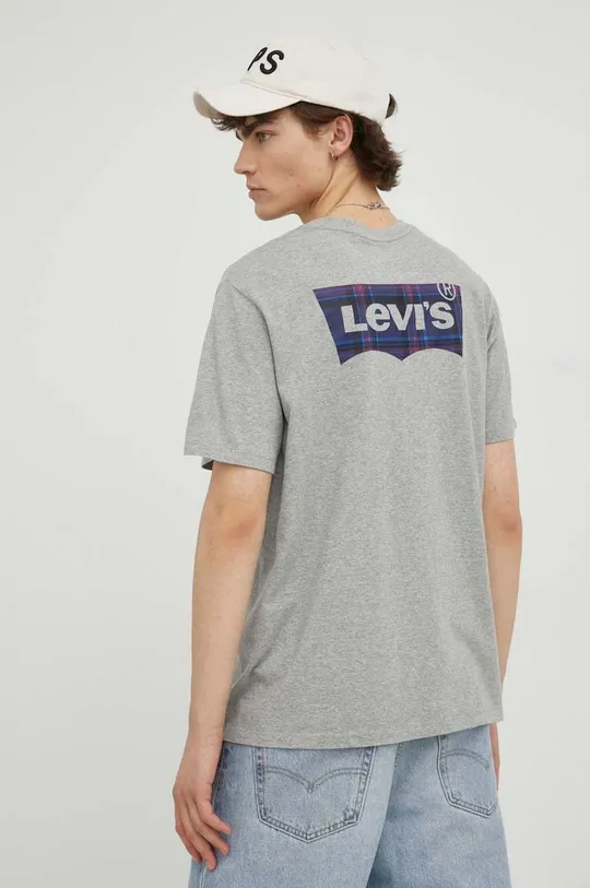Bombažna kratka majica Levi's siva