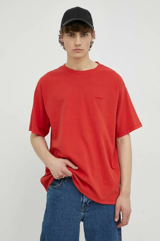 Bombažna kratka majica Levi's rdeča
