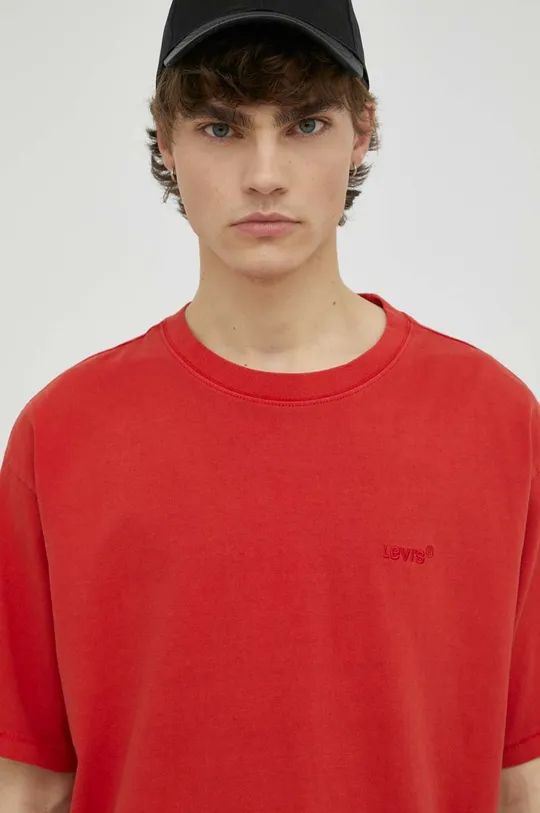κόκκινο Βαμβακερό μπλουζάκι Levi's