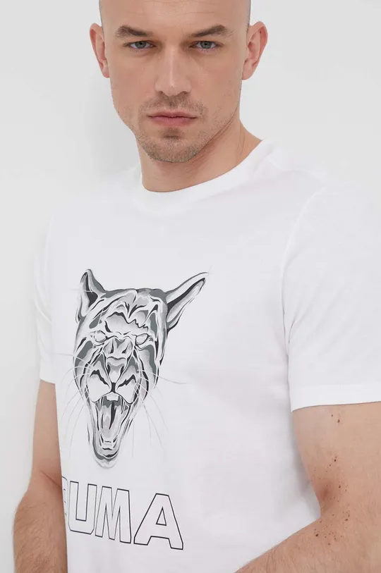 biela Bavlnené tričko Puma Pánsky