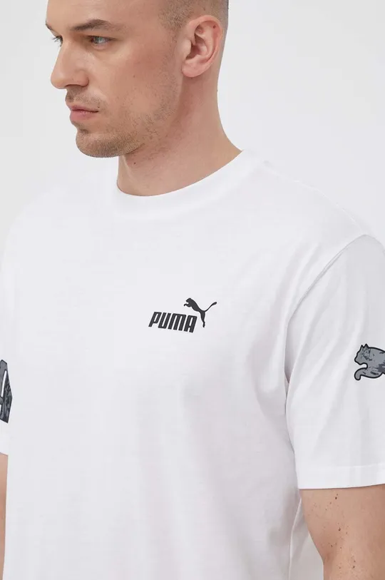 белый Хлопковая футболка Puma Мужской