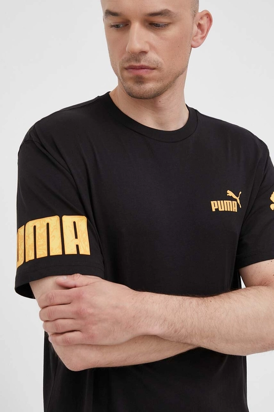 чёрный Хлопковая футболка Puma Мужской