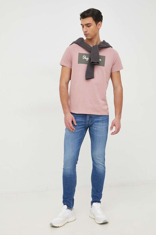 Pepe Jeans t-shirt bawełniany Aaron fiołkowo różowy