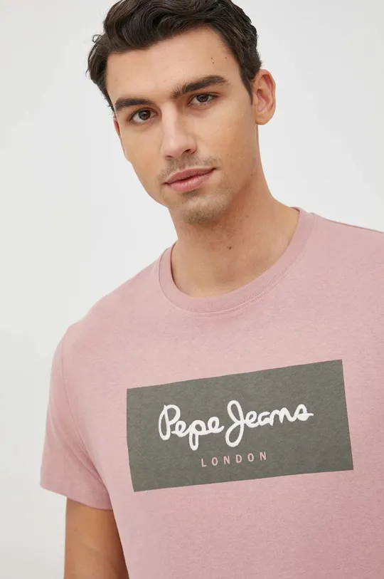 różowy Pepe Jeans t-shirt bawełniany Aaron