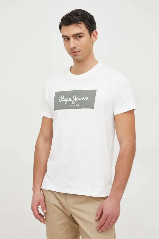 biały Pepe Jeans t-shirt bawełniany Aaron Męski
