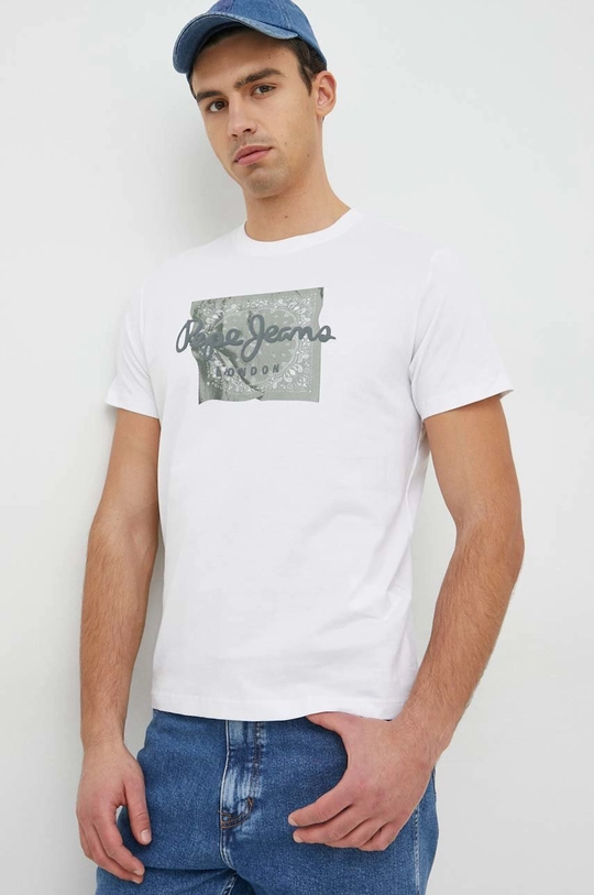 biały Pepe Jeans t-shirt bawełniany alcott Męski