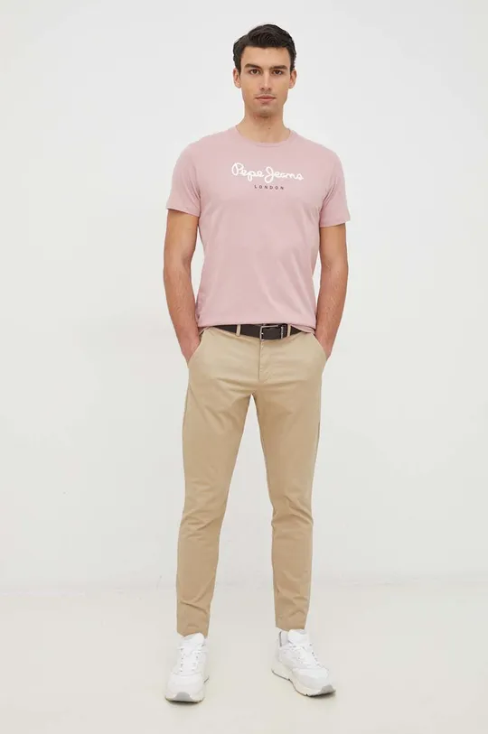 Βαμβακερό μπλουζάκι Pepe Jeans Eggo ροζ