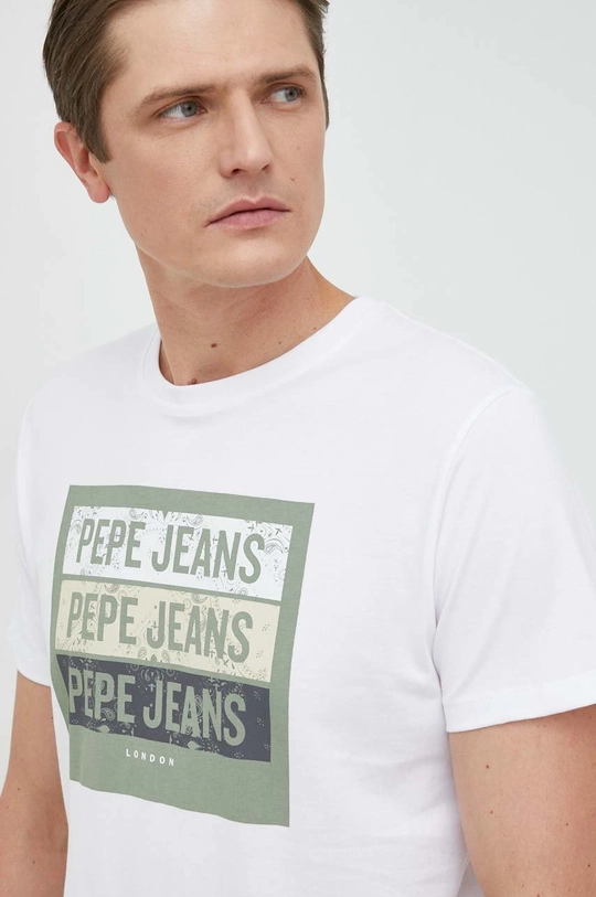 λευκό Βαμβακερό μπλουζάκι Pepe Jeans Acee