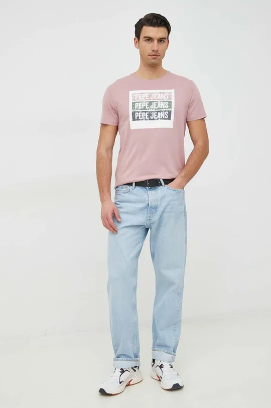 Βαμβακερό μπλουζάκι Pepe Jeans Acee ροζ