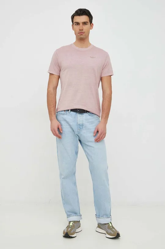 Βαμβακερό μπλουζάκι Pepe Jeans Jacko ροζ