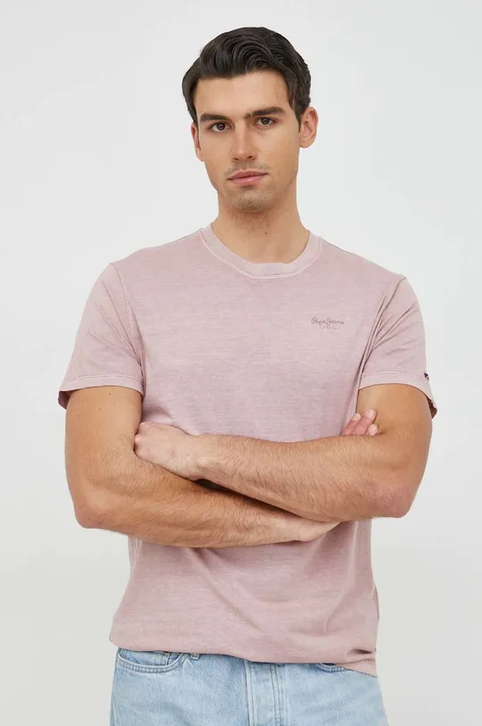 μωβ ροζ Βαμβακερό μπλουζάκι Pepe Jeans Jacko