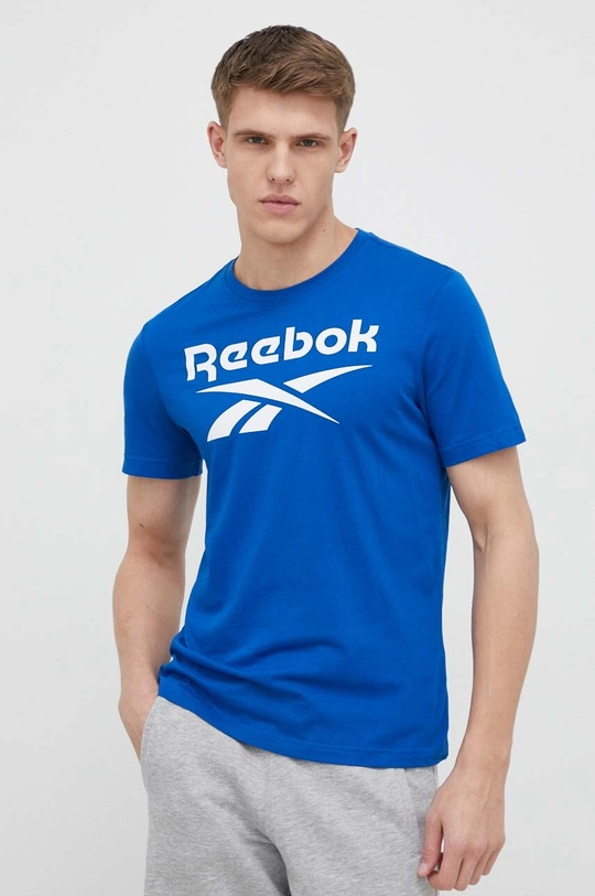 niebieski Reebok t-shirt bawełniany