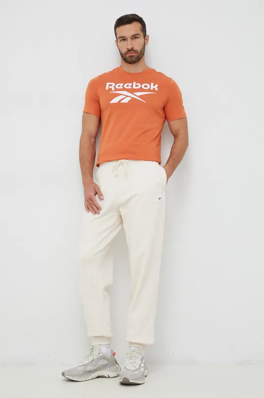Βαμβακερό μπλουζάκι Reebok πορτοκαλί