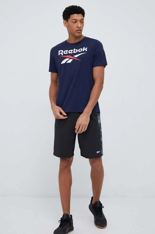 Reebok t-shirt bawełniany granatowy