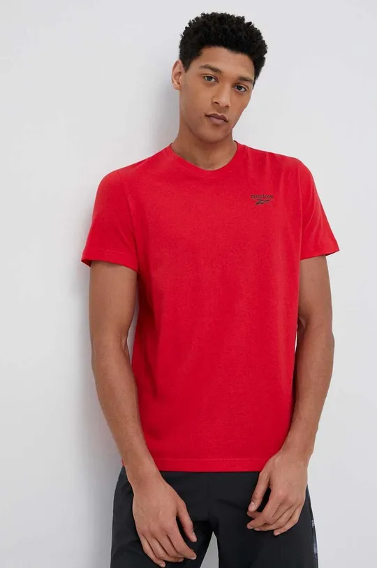 rdeča Bombažna kratka majica Reebok Moški