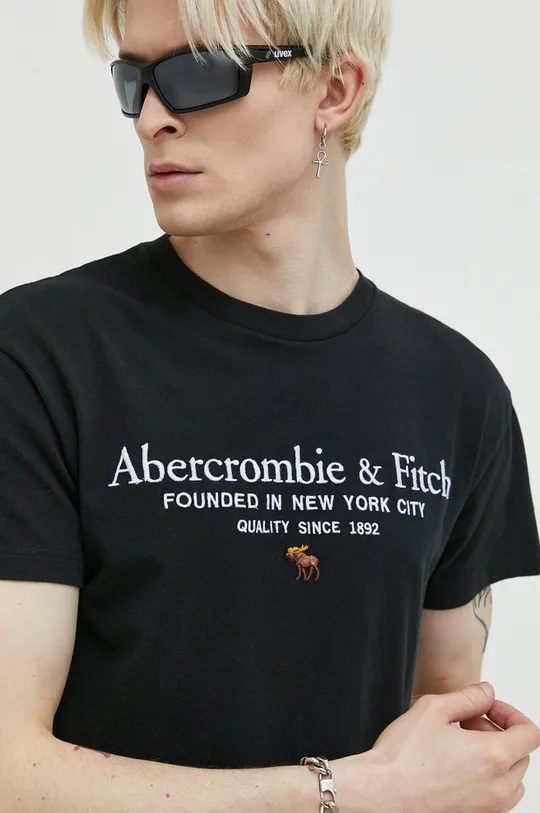 μαύρο Βαμβακερό μπλουζάκι Abercrombie & Fitch