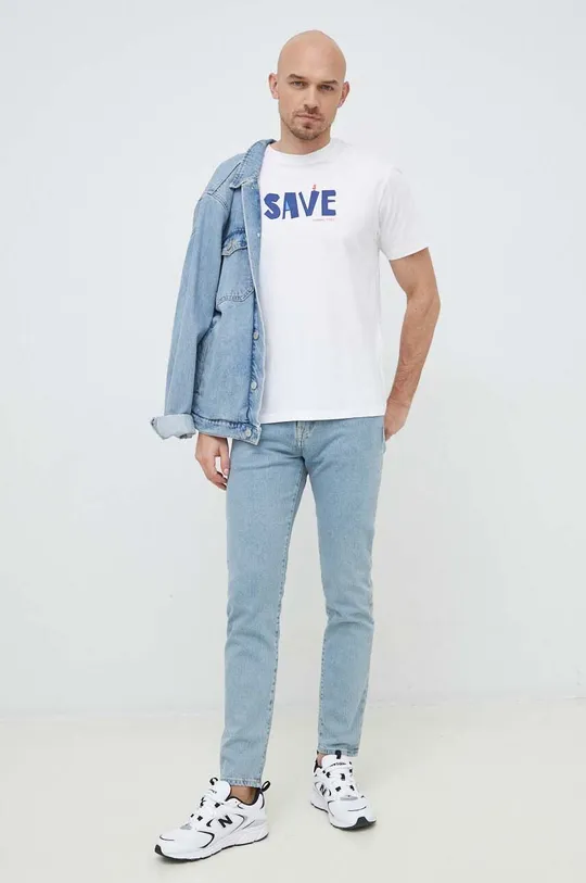 Βαμβακερό μπλουζάκι Save The Duck λευκό