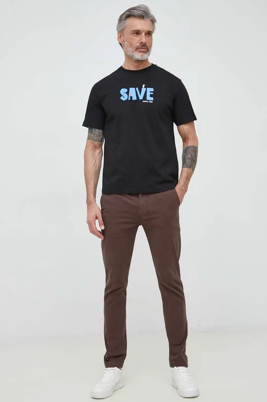 Βαμβακερό μπλουζάκι Save The Duck μαύρο
