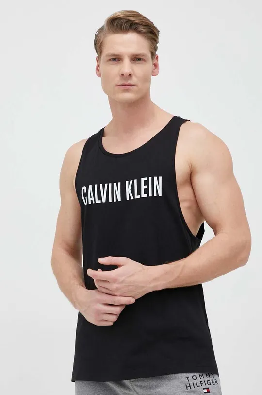 μαύρο Βαμβακερό μπλουζάκι Calvin Klein Ανδρικά