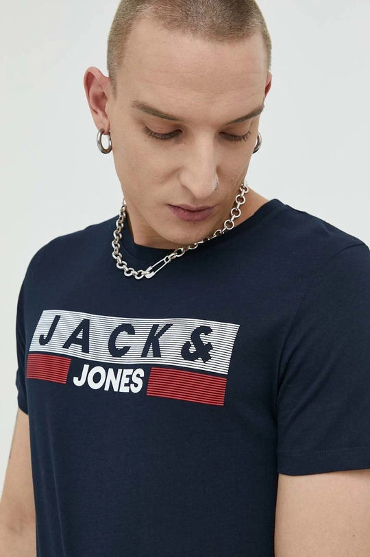 granatowy Jack & Jones t-shirt bawełniany JJECORP