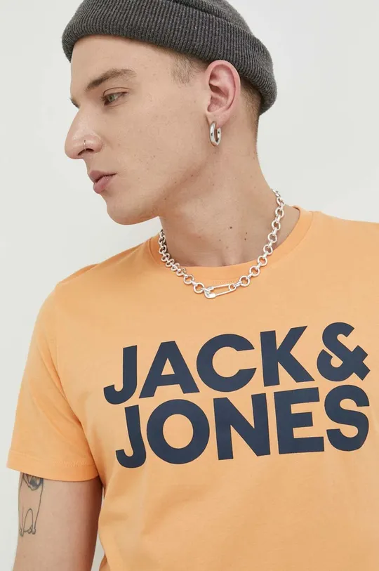 pomarańczowy Jack & Jones t-shirt bawełniany JJECORP