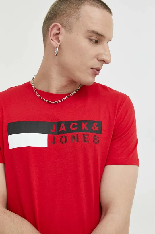 κόκκινο Βαμβακερό μπλουζάκι Jack & Jones JJECORP