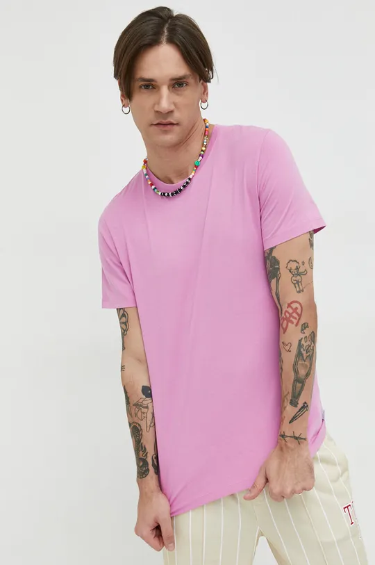 ροζ Βαμβακερό μπλουζάκι Jack & Jones JJEORGANIC Ανδρικά